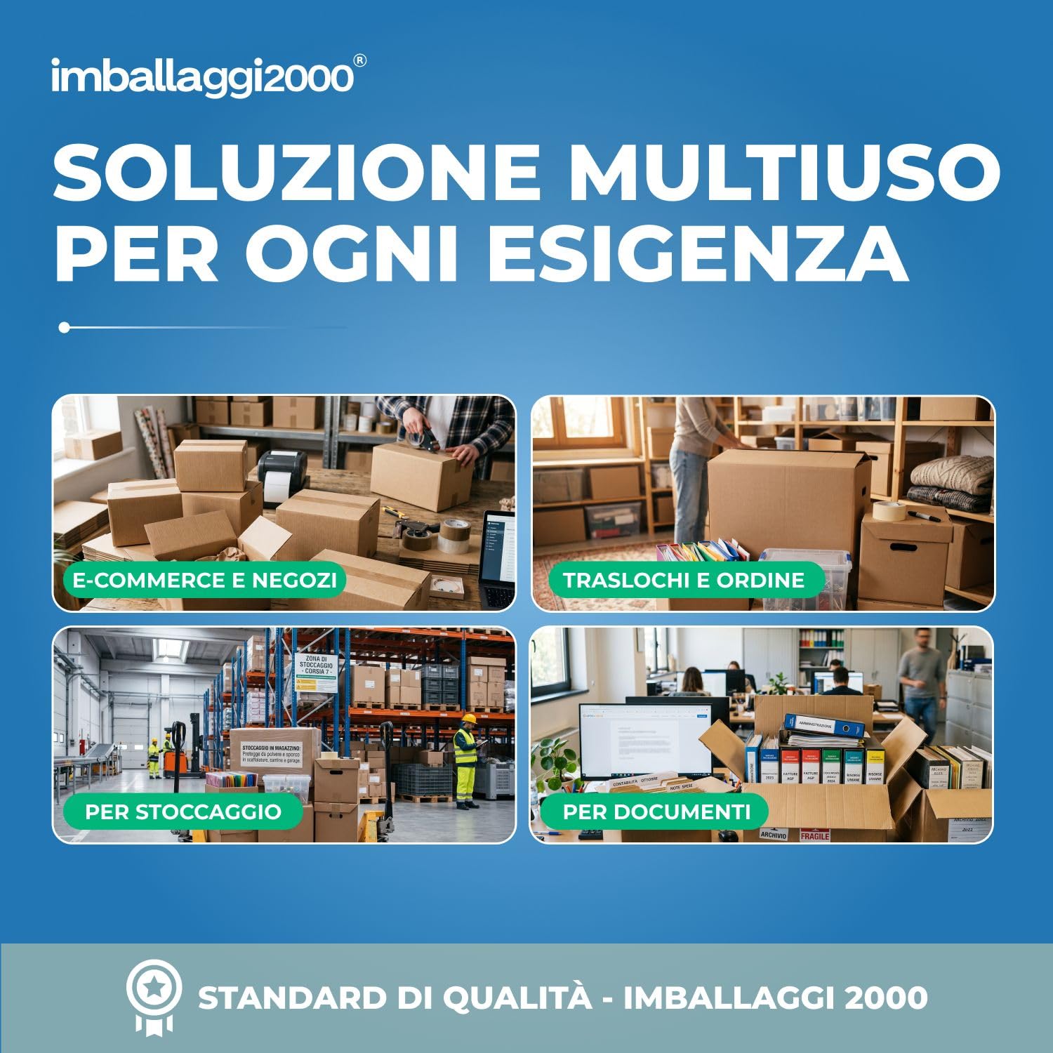 IMBALLAGGI 2000 - Scatole Trasloco a Onda Singola 36x27x16, Pack da 15 Scatole Cartone Resistenti e Durevoli, Scatoloni per Trasloco e Spedizioni - Cartoni per Traslochi, Imballaggio e Deposito