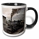 mug_173601_4 Photo of a steam engine - Two Tone Black Mug, 11oz