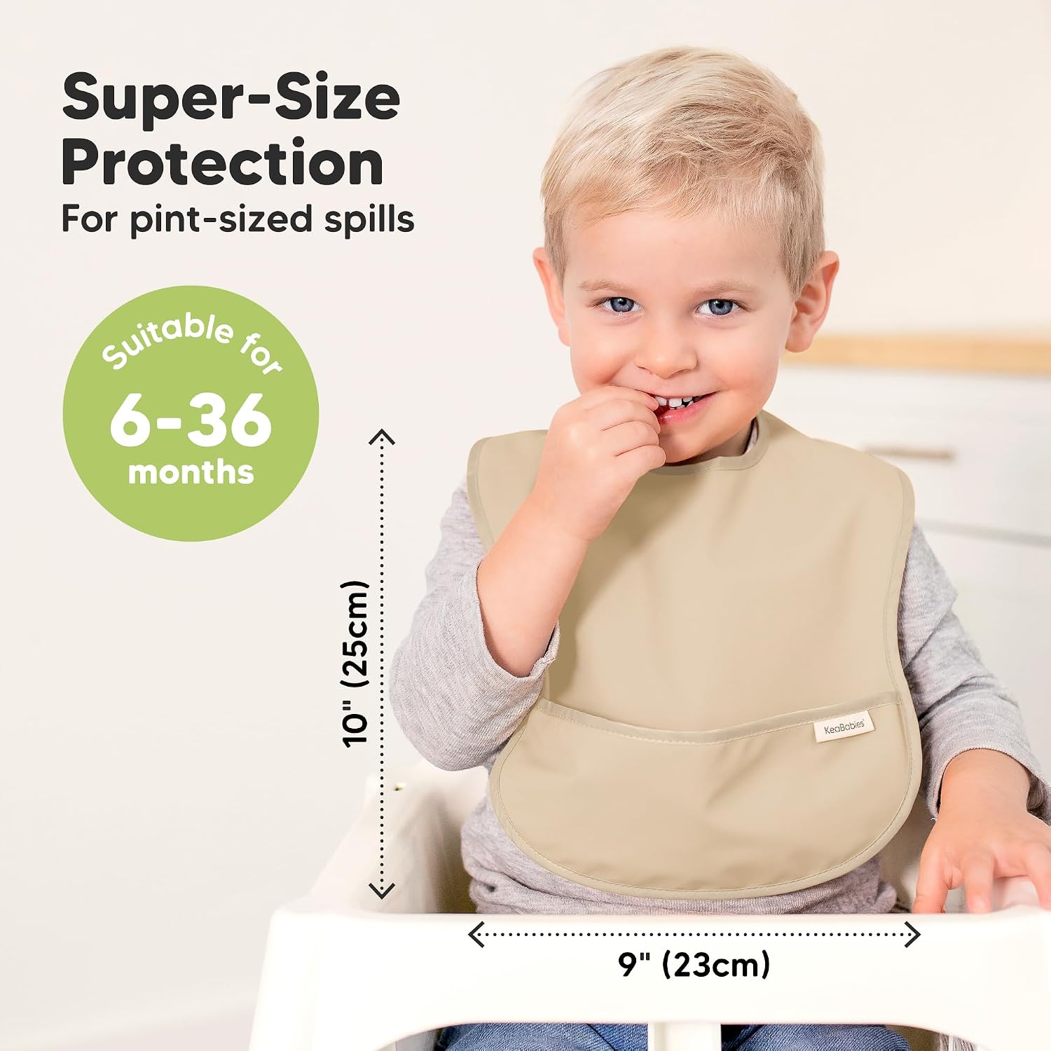 KeaBabies 3-Pack Waterproof Baby Bibs for Eating, Lightweight (Jade) image 3