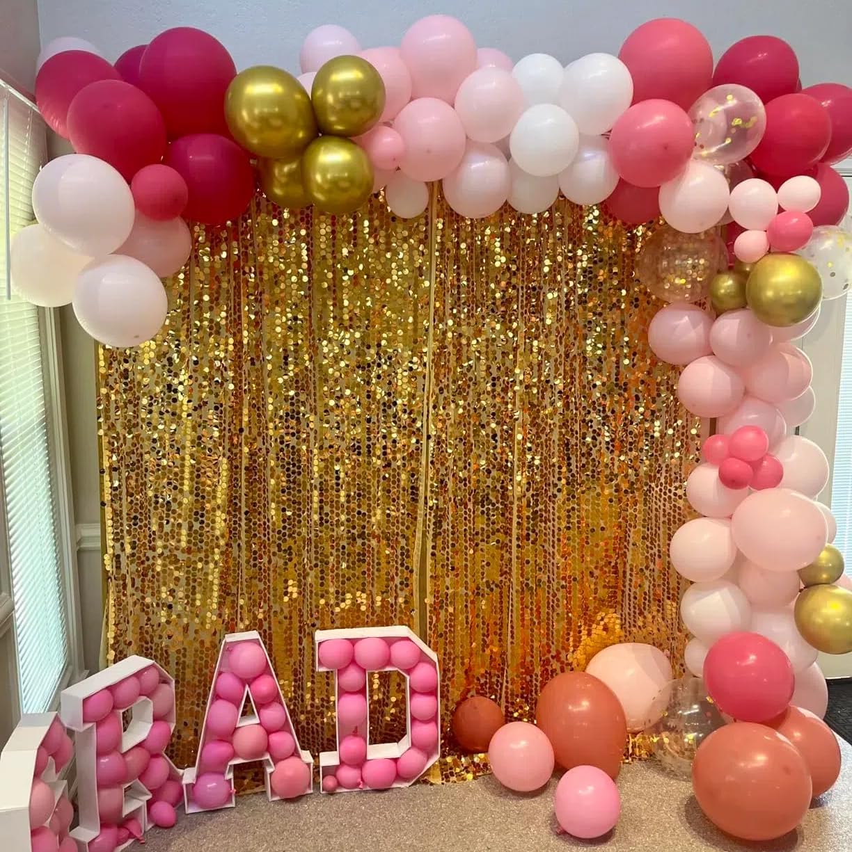 Sfondo fotografico luccicante, tenda con paillettes glitterate da 2,3 x 2,4 m, grande pannello di paillettes da 18 mm, perfetto per matrimoni, Ringraziamento, baby shower (oro chiaro)