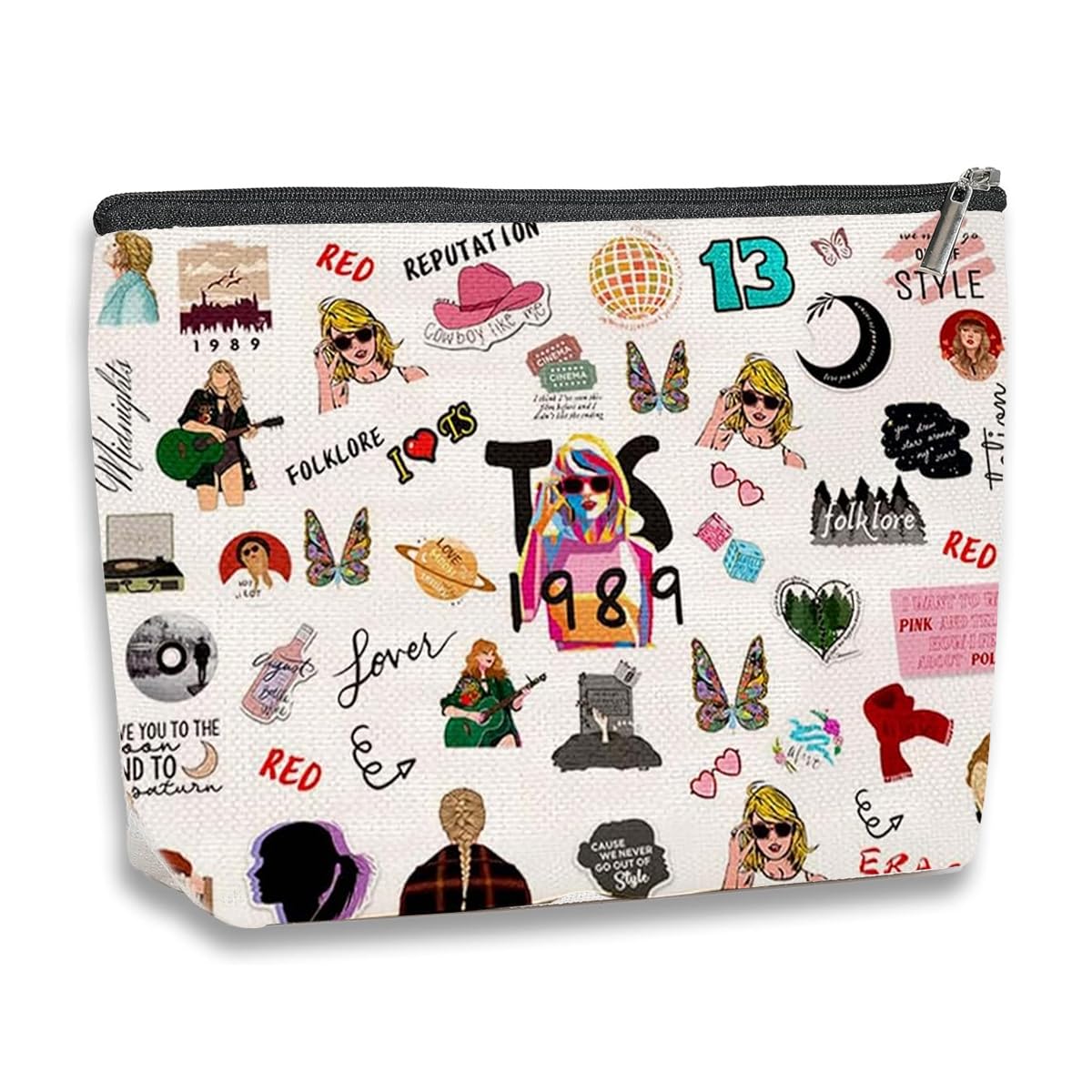 MAYCREATE® Taylor Swi*t Makeup Pouch Cotton Makeup Bag for Women Girls, Fashion Taylor Print Makeup Organizer Bag, Cosmeti...