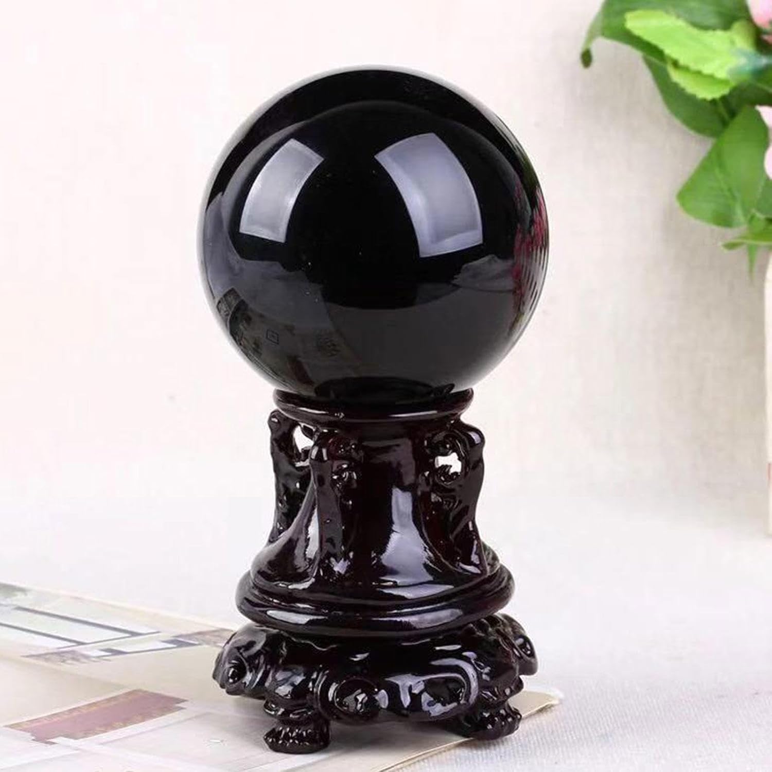 Black Crystal Ball Obsidian Crystals Sphere Ball Home Decorations Ornaments,2.0"(5cm)