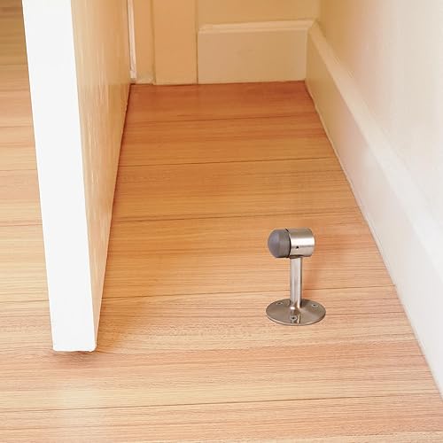 Miniatura 5 de Design House 189290-SN - Protector de pared de cuello de cisne con punta de goma, tapón de puerta de aluminio, paquete de 2, níquel satinado,