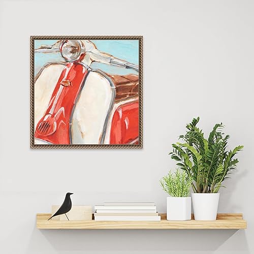 Miniatura 6 de Amanti Art Framed Canvas Wall Art 16x16 Retro Scooter II by Ethan Harper, Framed Wall Art Canvas, Transportation Artwork, Traditional Decor, Small