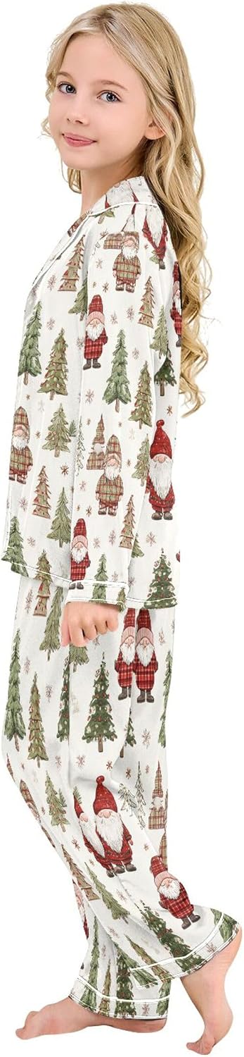 Silk Pajama Sets Long Sleeve Pajamas Soft Sleepwear 2 Piece Pjs Set