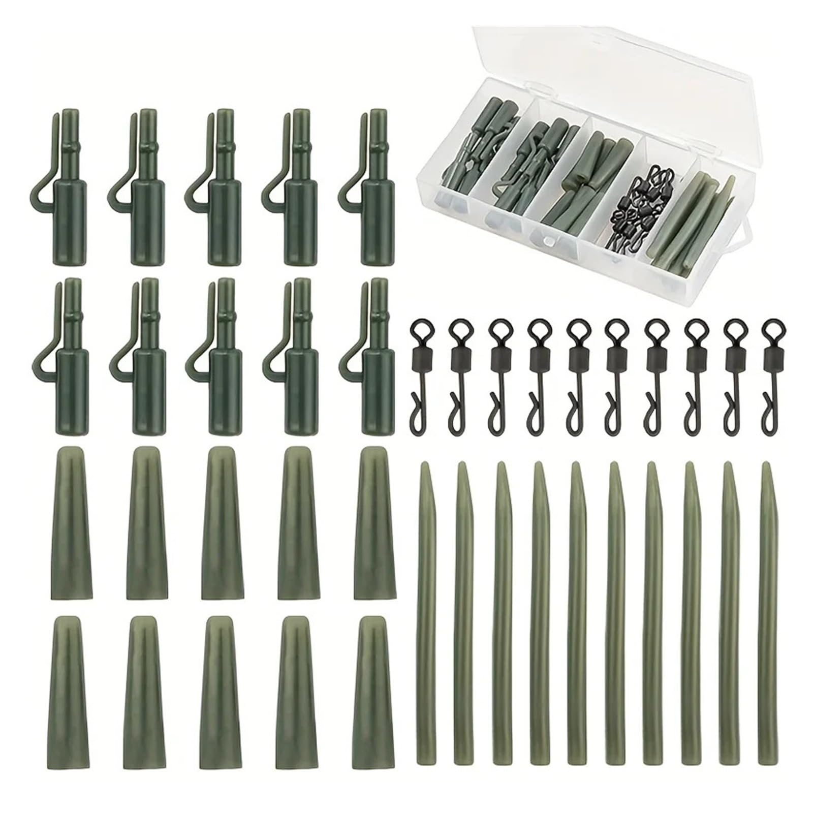 Générique Kit de Plate-Forme pêche à la Carpe européenne, 40 pièces, Manchons Anti-emmêlement, Accessoires pivotants