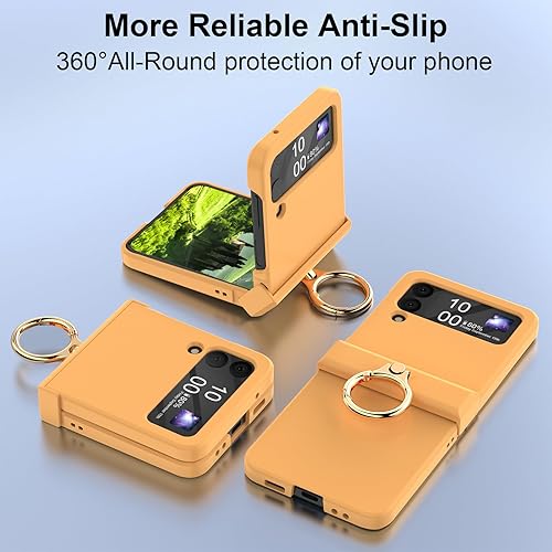 Miniatura 14 de Funda compatible con Galaxy Z Flip 4 con protección de bisagra y soporte de anillo, funda protectora delgada y fina para Samsung Z Flip 4 5G (negro)