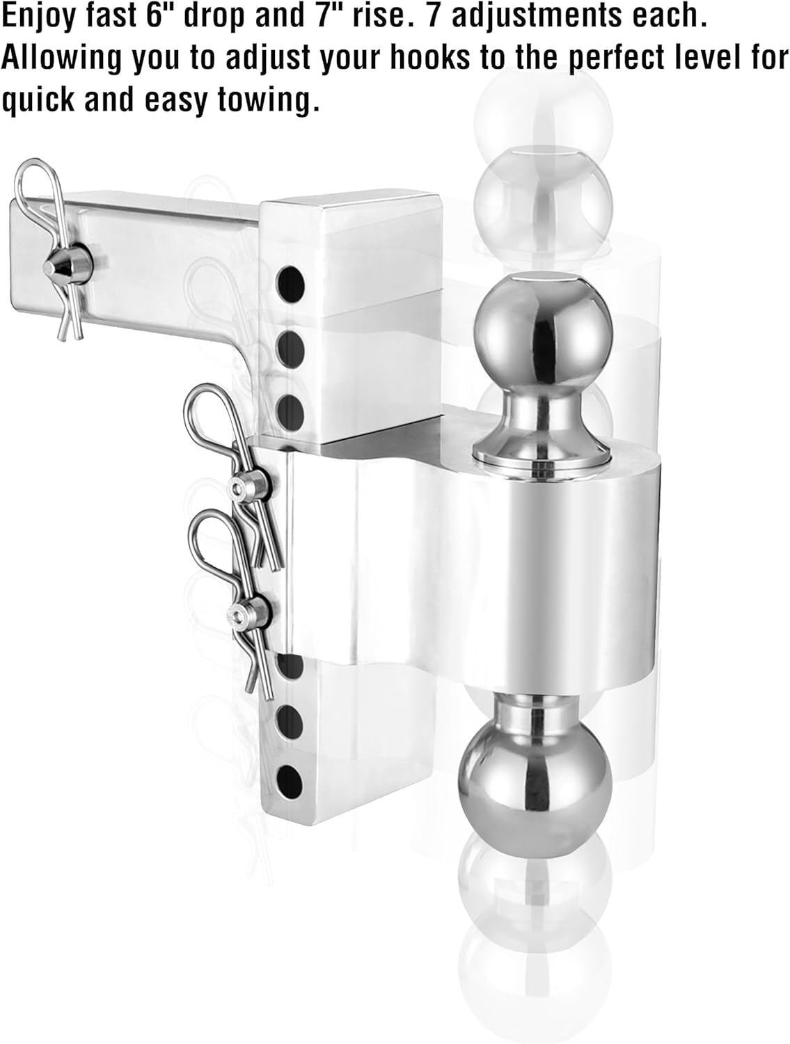 MaxxHaul 50246 6 inch Drop 7 inch Rise Aluminum Adjustable Dual Ball Mount