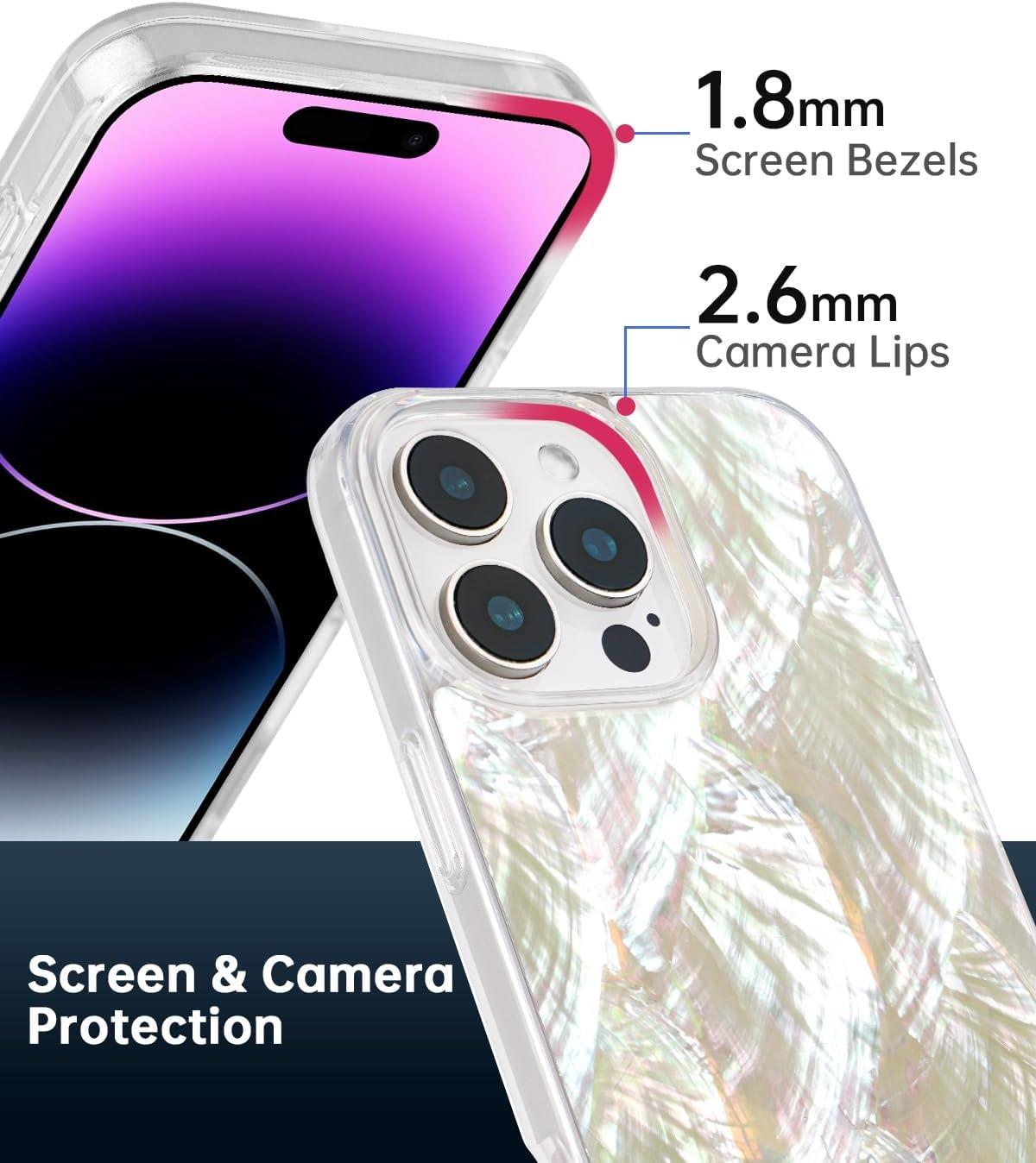 SCORPIFY for iPhone 16 Pro Max Case [Compatible with MagSafe] with Genuine Natural Mother of Pearl Design and Seashell Pattern, Cute Clear Magnetic Phone Cover Bumper for Women Girls and Men - Image 5