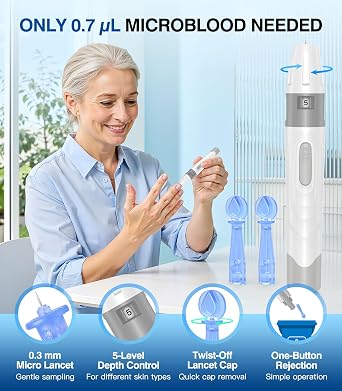 Medilax Blood Glucose Monitor Kit, 100 Test Strips & 100 Lancets Blood Sugar Testing Kit with Glucometer and Lancing Device, No Coding, 500 Storage Glucose Monitor for Home Use, Diabetes Testing