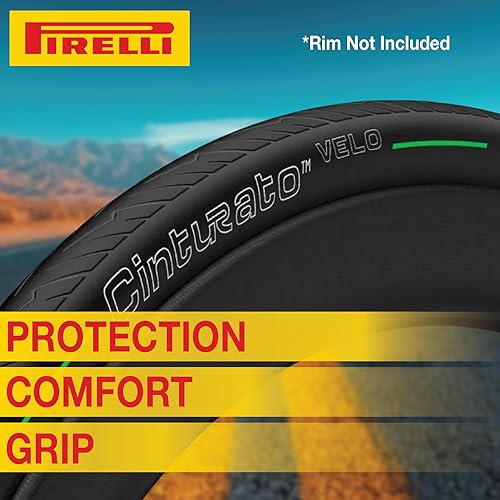 Miniatura 5 de Pirelli Cinturato Velo - Neumático para bicicleta de carretera (viajes largos), listo para clincher sin cámara, mango seguro en varios terrenos y