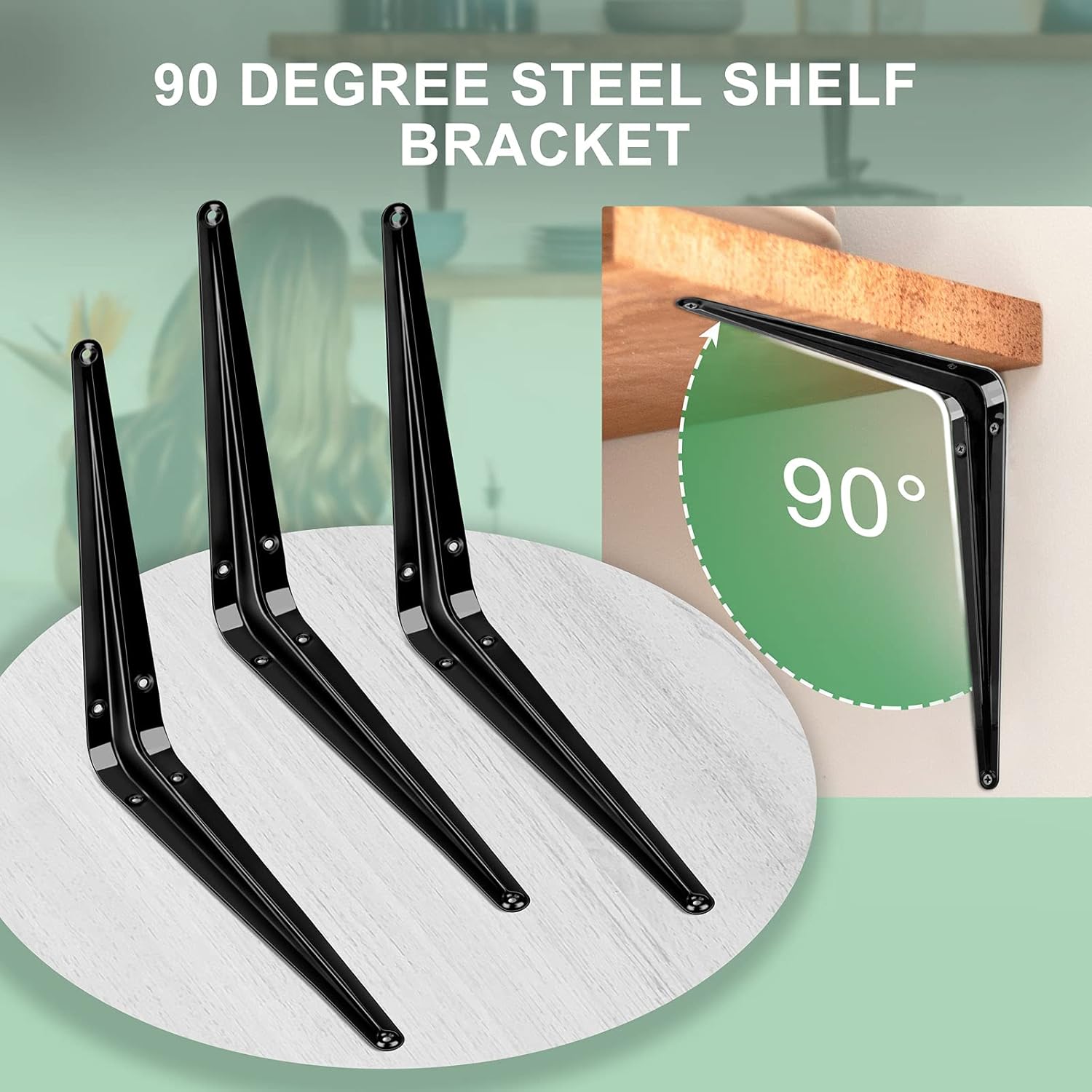 Shelf Brackets 20 Packs 12 inches, Black Iron Metal Floating Shelf Bracket Heavy Duty Decorative L Brackets with 1Pcs Tool Gloves, 1Pcs Screwdriver, 240Pcs Screws for Shelves Wood Boards : Tools & Home Improvement