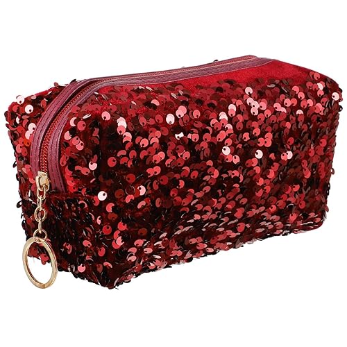 Miniatura 10 de VALICLUD Bolsa de cosméticos de viaje con lentejuelas, bolsa de cosméticos portátil con purpurina, bolsa de maquillaje con cremallera, bolsa