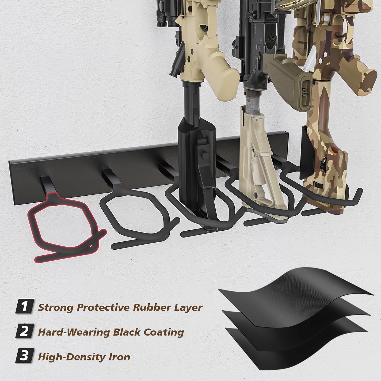 DIY Gun Rack Wall Mount, Heavy Duty Steel Indoor Gun Rack Stand for Rifle/Tactical Equipment/Pistol Storage