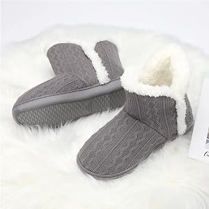 Fuzzy Winter Bootie Slippers Knitted 