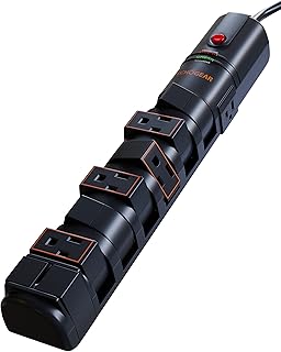 ECHOGEAR VoltSpin Surge Protector Power Strip with Rotating Outlets, Flat Plug, Long Cord, & Mounting Holes - Power Strip with Heavy Duty Surge Supression Plus Built-in Cable Management