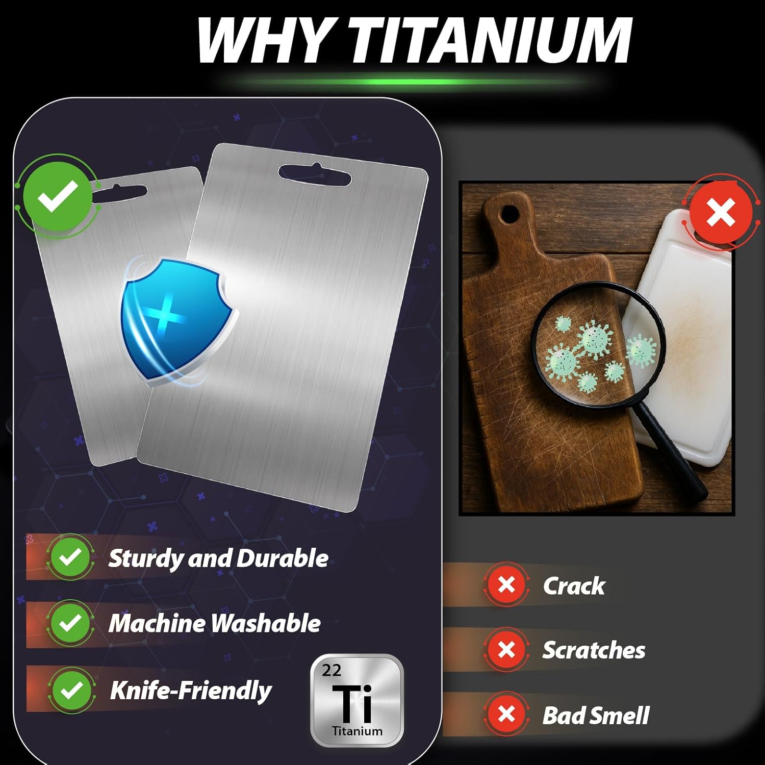 Personalized Titanium Cutting Board, Custom Engraved Name, Cutting Board for Kitchen, Premium Stainless Steel & Titanium Chopping Board for Couple, Wedding, Anniversary, Housewarming, Mothers Day Gift