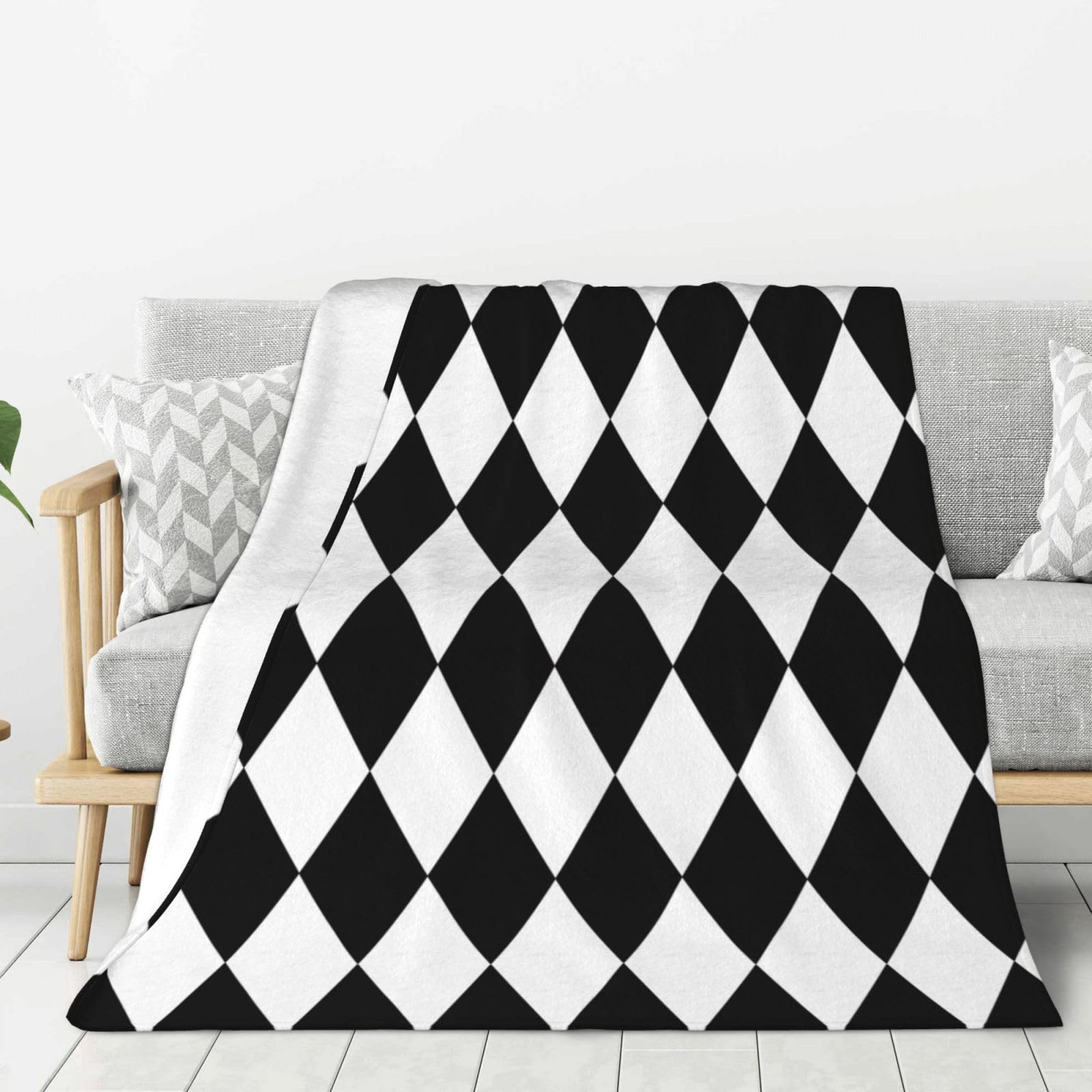 Couverture de lit en flanelle douce et respirante au design losanges