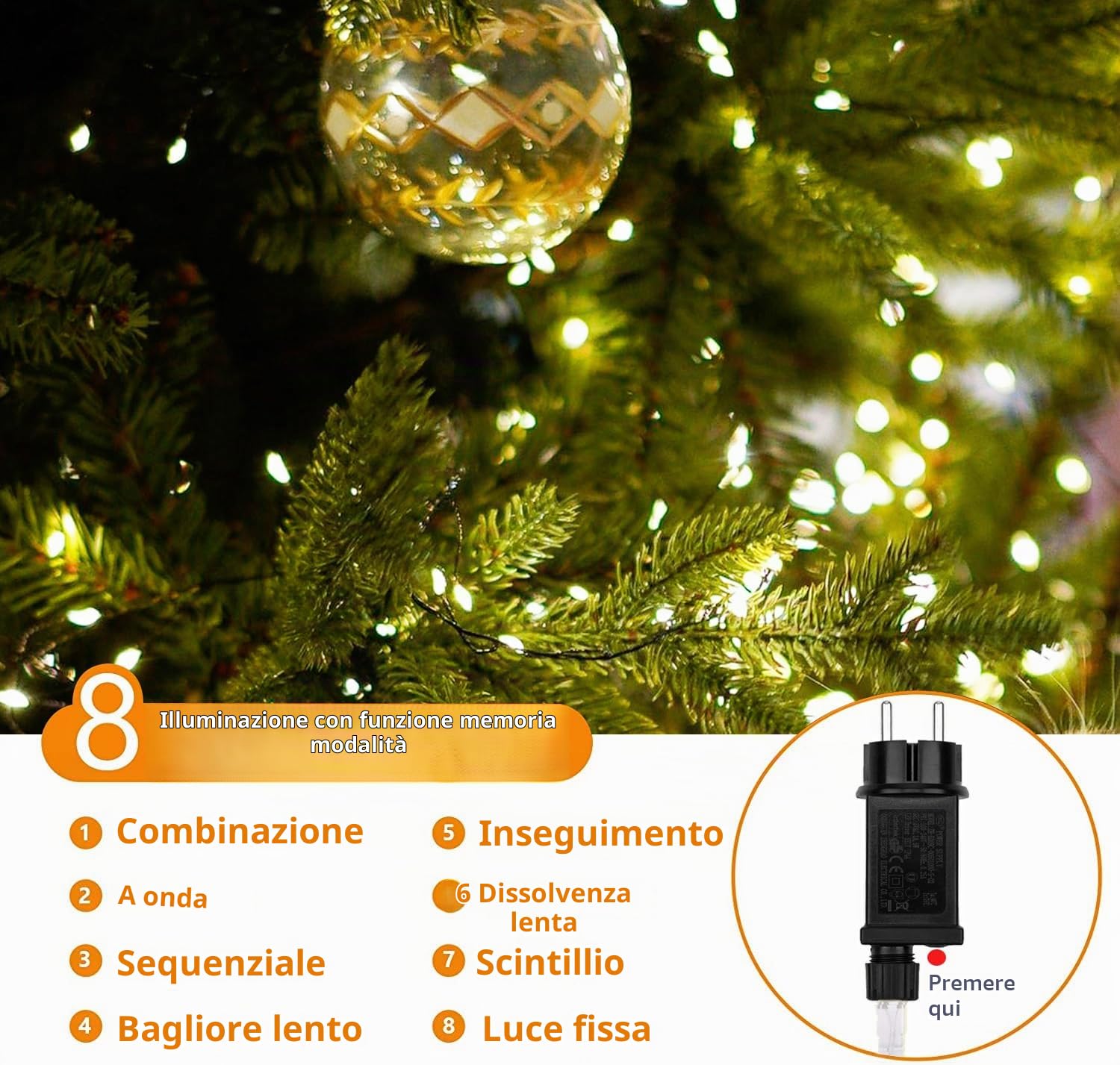 Luci Albero di Natale 100M 1000 LED Verdi Filo di Rame con Presa,Catena Luminosa Bianco Caldo, Stringa Luci di Natale da Esterno Interno Natalizie Decorazioni per Festa,Casa,Nozze,Giardino,Matrimonio
