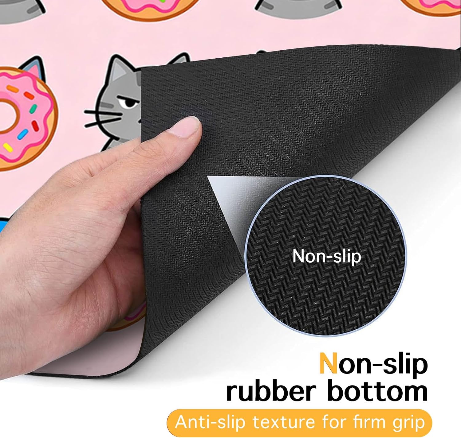 HOMETITUTE Cat Feeding Mat 24x16 inch Donut Cat Print Pet Bowl Placemat Non Slip Floor Mat for Food and Water Indoor Kitty Feeding Station Cute Meal Pad for Small Pets Kitchen Use