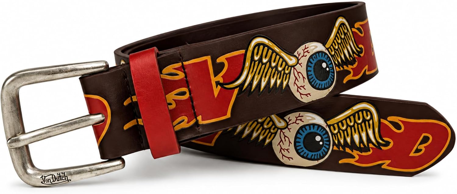 Men's Graphic Printed Belt, Pattern Faux Leather Streetwear Jean Belt