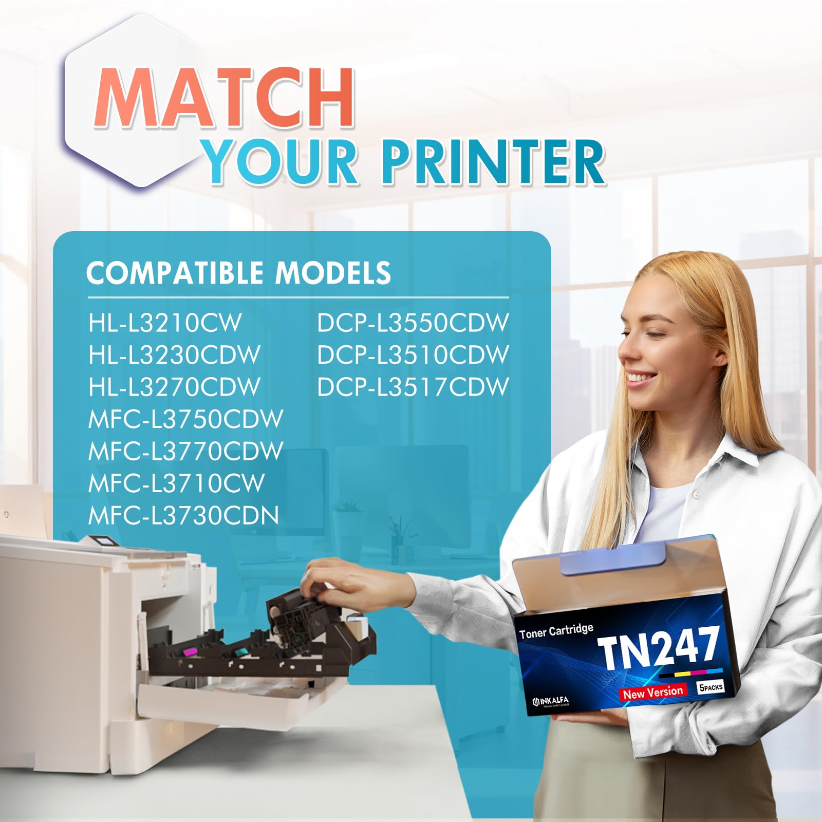 TN247 DCP-L3550CDW TN-243CMYK Compatible Toner pour Brother MFC-L3750CDW TN243 Multipack MFC-L3770CDW MFC-L3730CDN HL-L3210CW HL-L3230CDW MFC-L3710CW DCP-L3510CDW TN243CMYK Noir Cyan Magenta Jaune