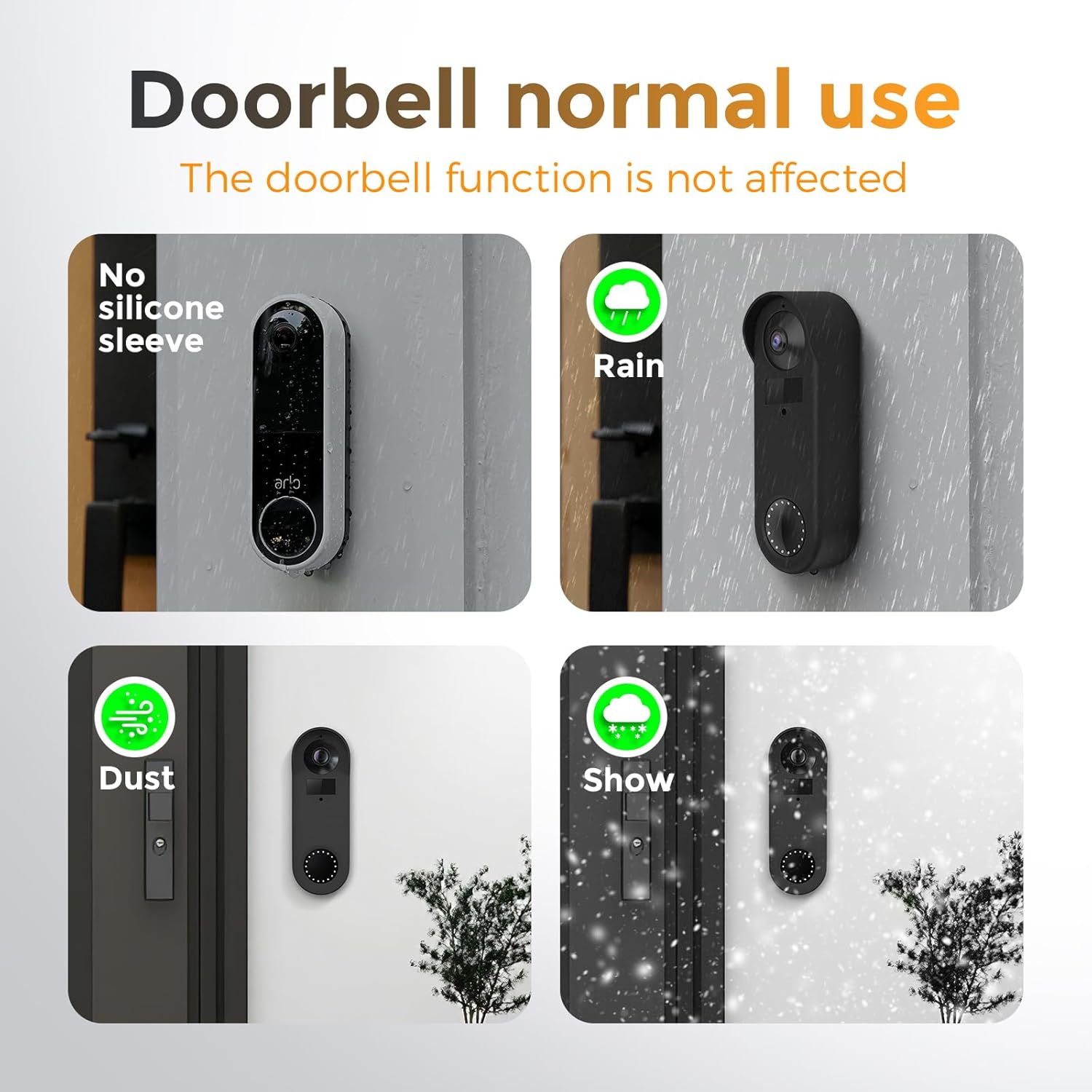 Silicone Cover Compatible with Arlo Video Doorbell AVD2001-100NAS, No-Drill Mounting Doorbel Cover UV & Weather Rain Protection Cover for Arlo Video Doorbell