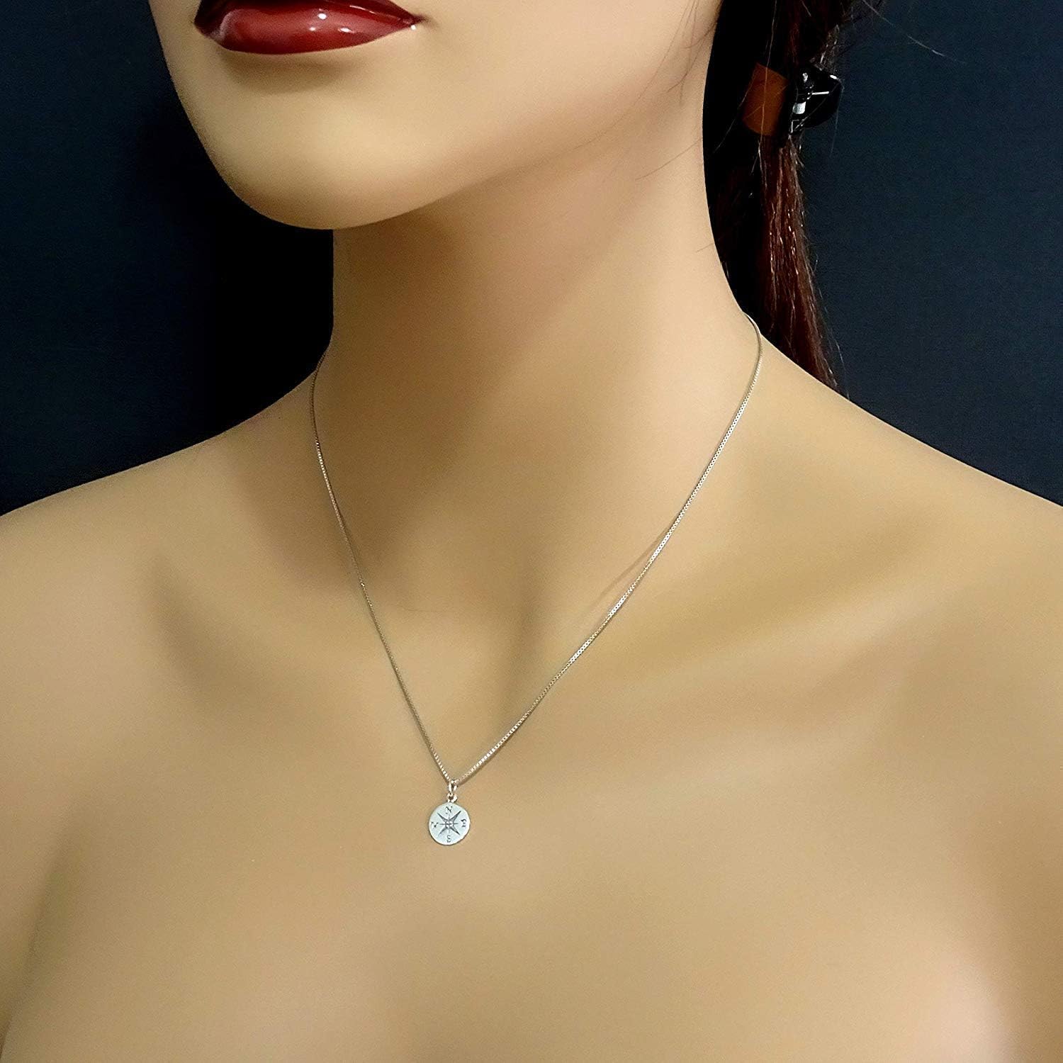 Sterling Silver Compass Necklace for Women, Small Compass Pendant Necklace Gift for Best Friend, Friendship Necklace, 2025 Graduation or Farewell Present, Long Distance Friend Gift - Image 5