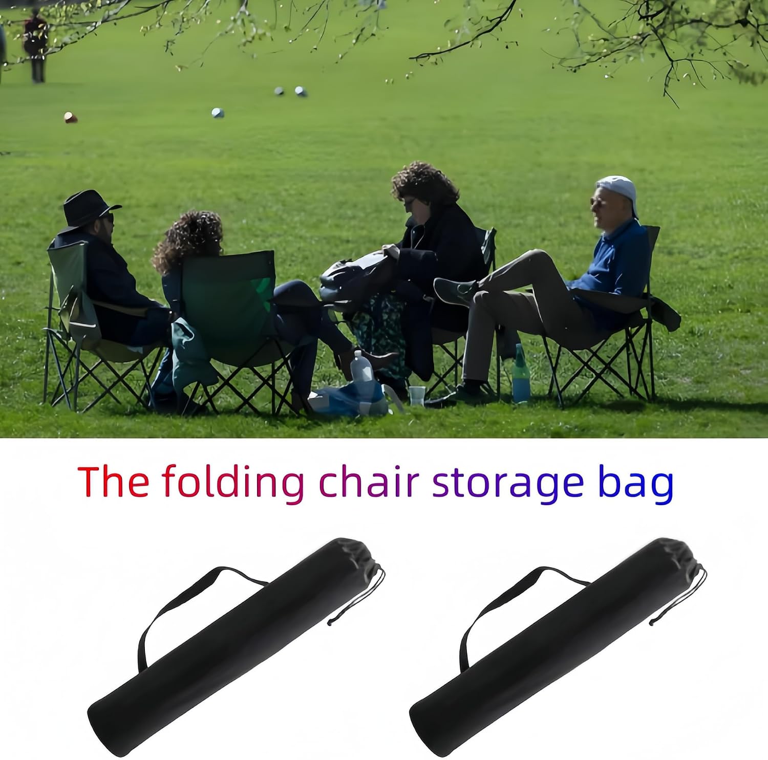 2 Pack Camping Chair Replacement Bag, 45.3 x13.8in Folding Chair Carry Bag Nylon with Shoulder Strap and Drawstring, for Travel Outdoor Camping Portable & Lawn Folding Chairs (No Chair)