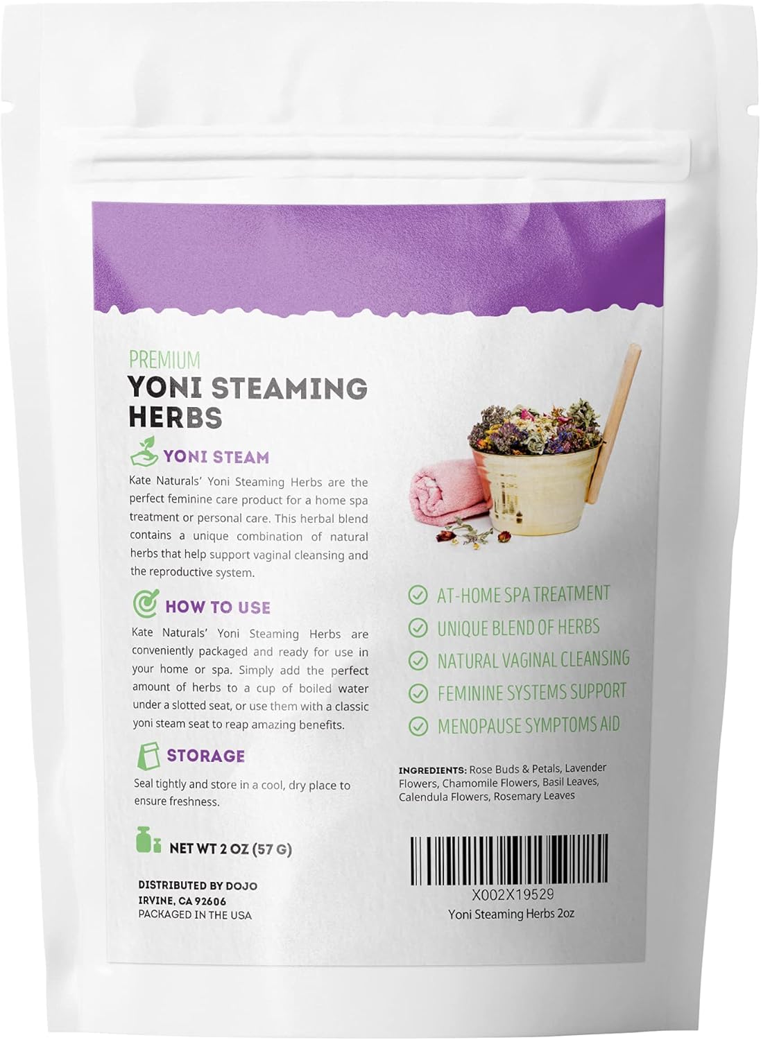Premium Yoni Steaming Herbs by Kate Naturals. Natural Herbal Blend for Home Spa Care. Floral Blend to Support Feminine & Reproductive Systems. 2 oz. : Health & Household