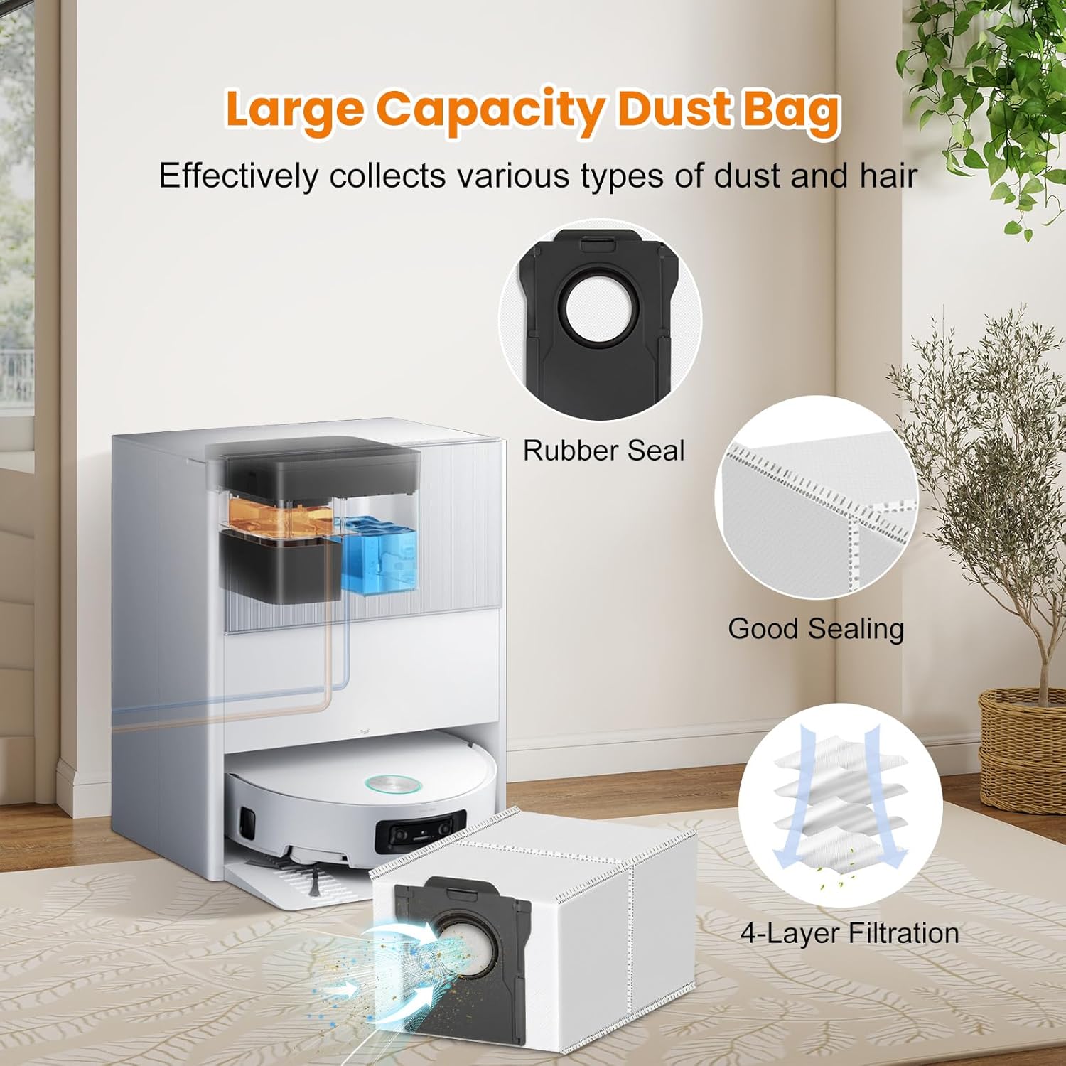 22 Pack Replacement Accessories for Dreame Aqua10 Ultra Roller Robot Vacuum, 1 Pair Main Brush 2 Roller Mops 6 Side Brushes 4 HEPA Filters 6 Dust Bags 1 Cleaning Brush 1 Screwdriver