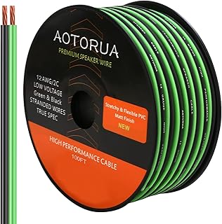 12 Gauge Wire 100 Feet 2 Conductors Power Ground Cable, 12AWG Stranded Flexible Wire for Electrical Wire, Primary Automotive Wire, Battery Cable, Car Audio Speaker, 12 Volt Low Voltage Wiring