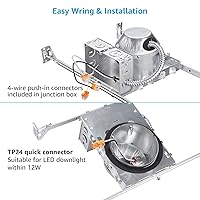 Vista 4 de TORCHSTAR Paquete de 8 carcasas de iluminación empotrables de construcción poco profunda de 4 pulgadas, con clasificación IC y hermética de techo