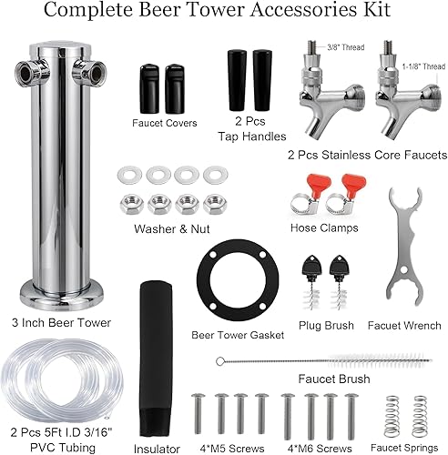 Miniatura 2 de MRbrew Torre de cerveza de doble grifo, torre de barril de cerveza, dispensador de cerveza, torre de acero inoxidable, torre de barril de 3