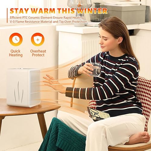 Miniatura 2 de Calentador de espacio portátil para interiores, calentador de mesa eléctrico de calor instantáneo, viento natural de verano, viento caliente de