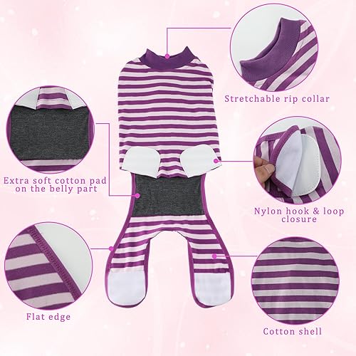 Miniatura 2 de Paquete de 2 unidades de algodón transpirable para perros para recuperación después de esterilización de heridas abdominales, mamelucos