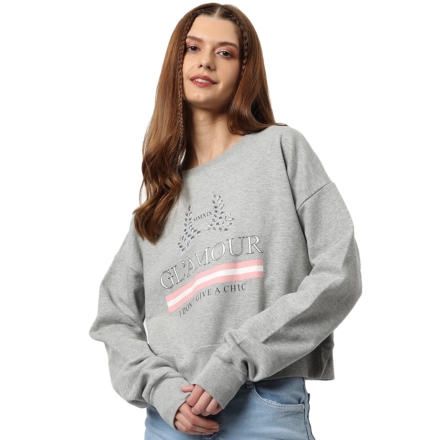 Women Printed Sweatshirt Regular Fit for Casual Wear | Full Sleeves | Cotton | Latest Stylish Sweatshirt Crafted with Comfort Fit and High Performance for Everyday Wear-image-40