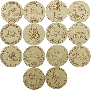 Monthly Milestone Photography Keepsake Props - Laser Engraved Wood 14 Pieces 3.5