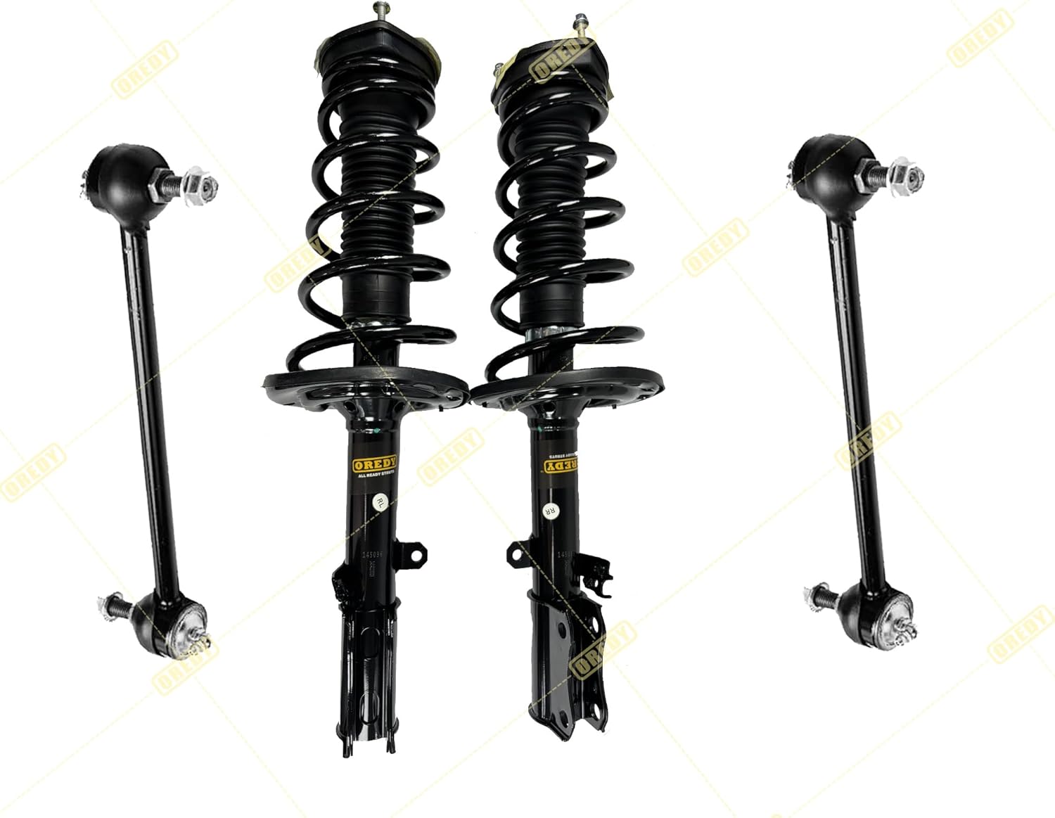 OREDY Front & Rear Struts w/Coil Springs + Sway Bar Links for Toyota Camry Lexus ES330 2004 2005 2006-172205 172206 172207 172208 K90344 K90345 (8pcs)