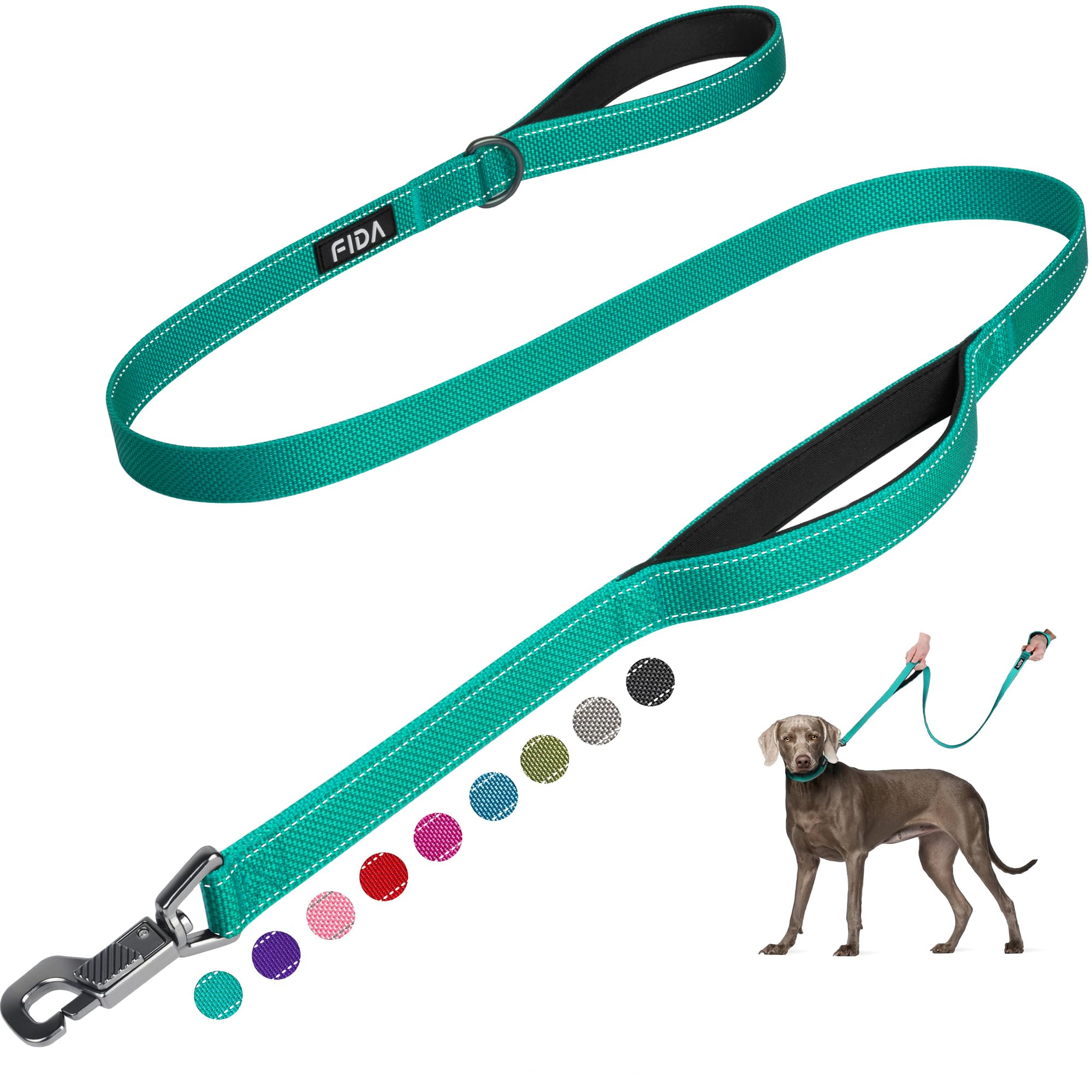 Fida Heavy Duty Dog Leash for Medium Large Dogs, 4 FT, Dual Padded Handles