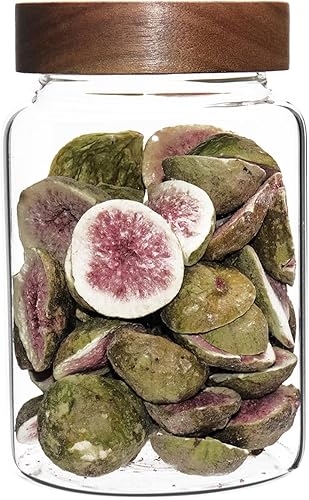 Patoper Tarros de café de vidrio con cucharas de 40 onzas40.6 fl oz, recipiente de almacenamiento transparente con tapa de madera, tarro redondo de
