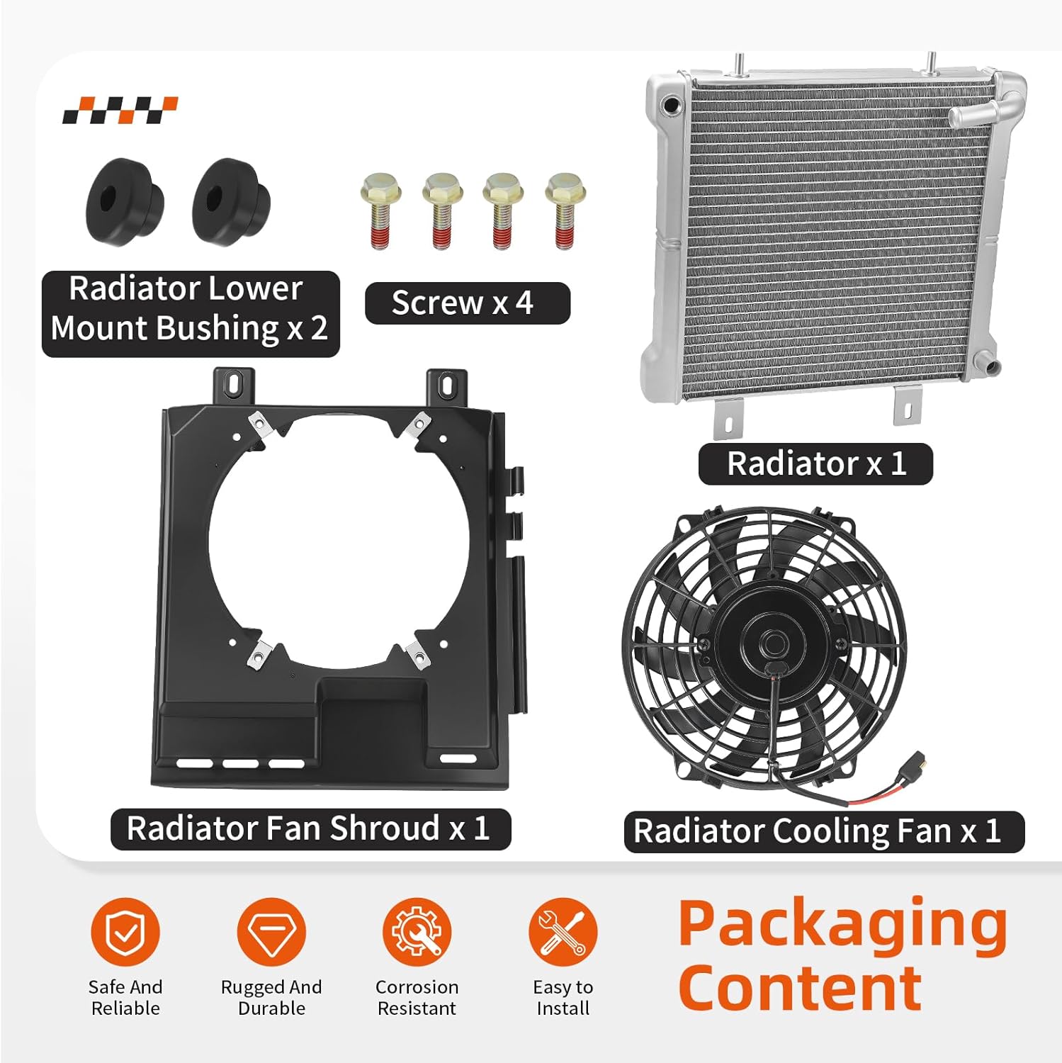 Radiator & Cooling Fan & Shroud For Polaris Sportsman Magnum Xpedition Diesel 400 425 455 500 2000-2008 1240045 2410123 5433059