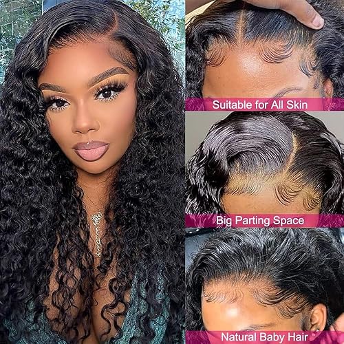 Miniatura 2 de Pelucas de cabello humano ondulado con encaje frontal de 13 x 4 pulgadas, pelucas sin pegamento para mujeres negras, peluca de cabello humano rizado