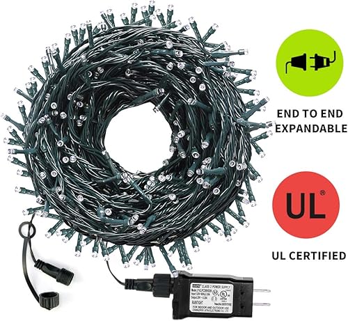 Miniatura 2 de VTECHOLOGY Cadena de 300 luces LED para árbol de Navidad de 105 píes para interiores y exteriores, con certificación UL, 8 modos con enchufe de