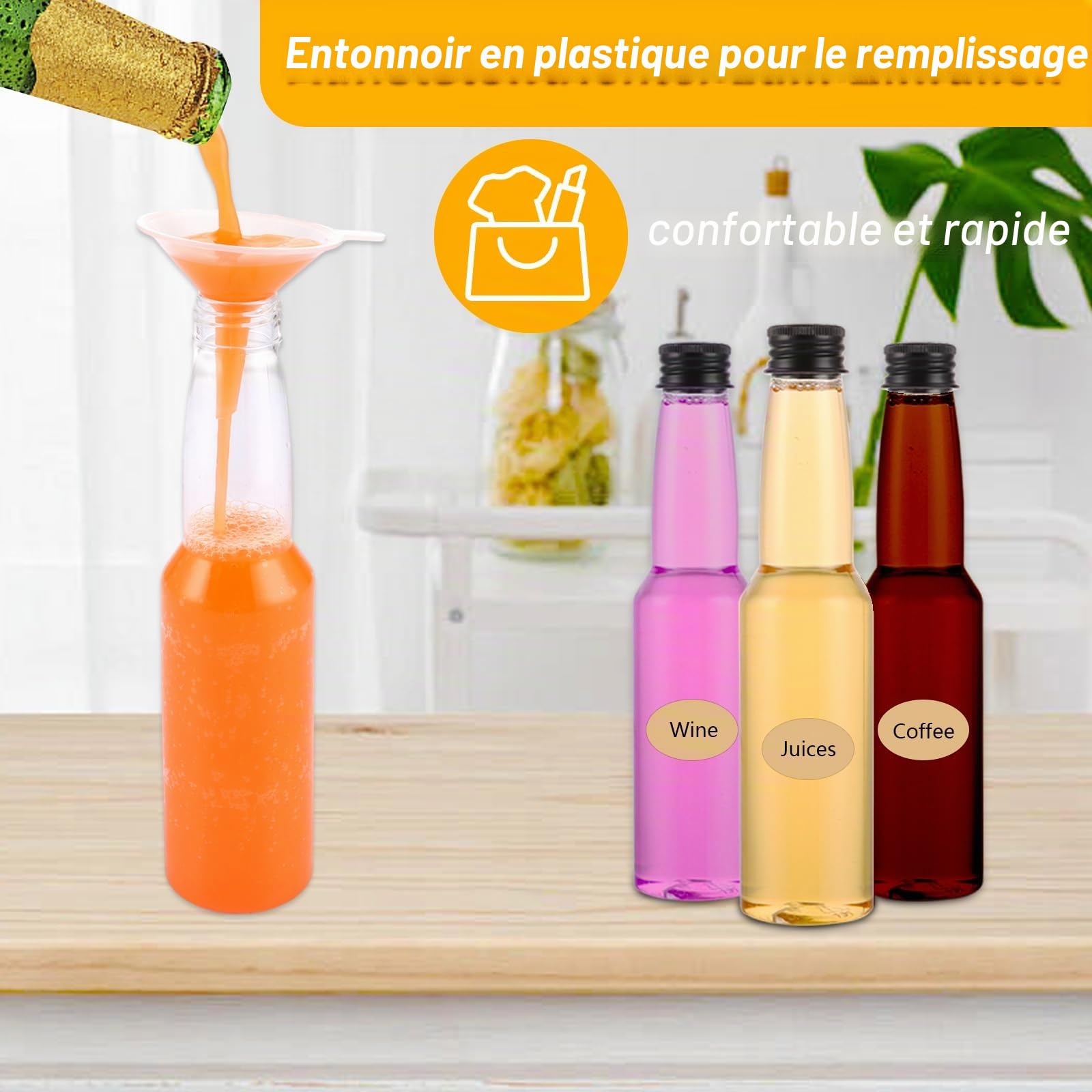 Lot de 20 petites bouteilles à remplir, 150 ml, avec bouchon à vis, en plastique, bouteilles d'alcool, à remplir, pour mariage, fête