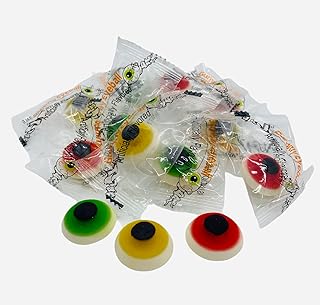 Sugar Pop (1) Bag Gummy Eyeballs - 22 Individually Wrapped Pieces Halloween Candy- Assorted Colors: Green, Yellow, Red - N...