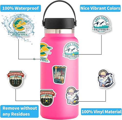 Miniatura 4 de sxdaizjsym Calcomanías de California para botellas de agua, laptop, monopatín, paquete de 60 calcomanías de vinilo impermeables para niños,