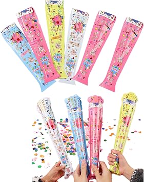 Self-inflating Party Poppers 10 Pieces - Firework for Celebrations Safe Confetti Birthday Holiday Performances Creative Prop Automatic Inflation Festive Atmosphere