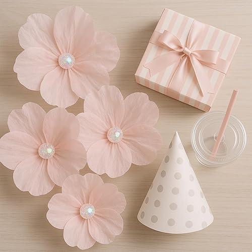 Miniatura 4 de Ethanberg 60 hojas de papel de seda para envolver regalos a granel, papel de seda metálico rosa para bolsas de regalo, papeles de arte decorativos