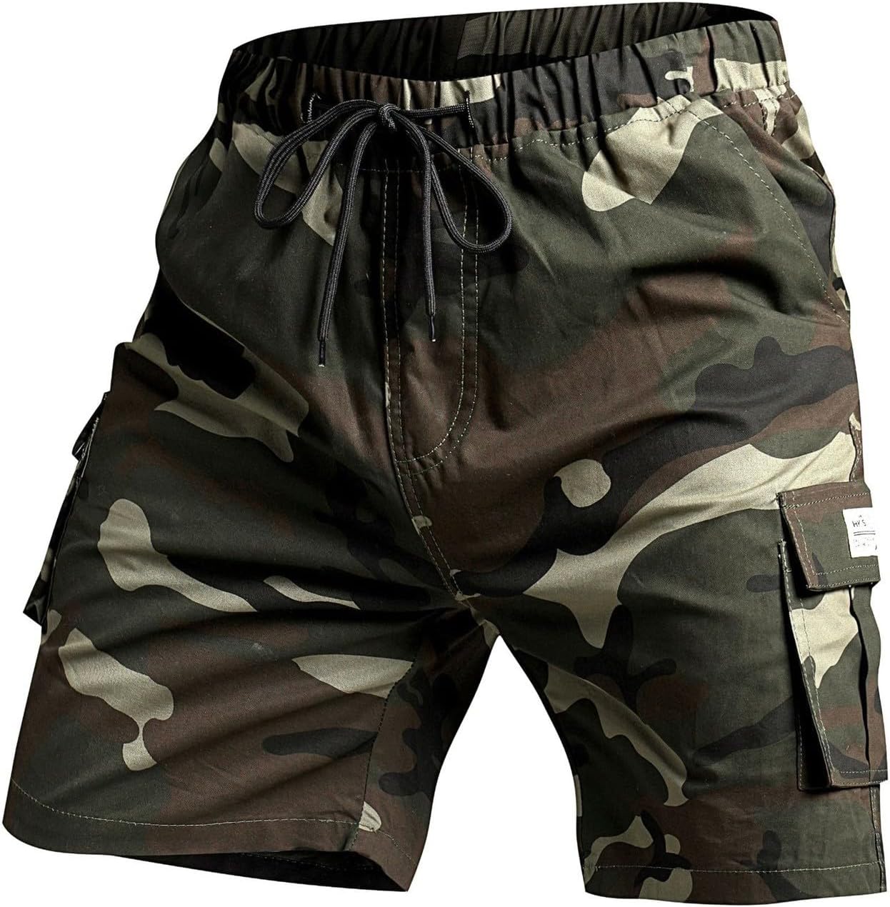 Men's Plus Size Camo Cargo Shorts, Drawstring Waist with Pockets, Loose Fit for Summer Outdoor Casual Wear